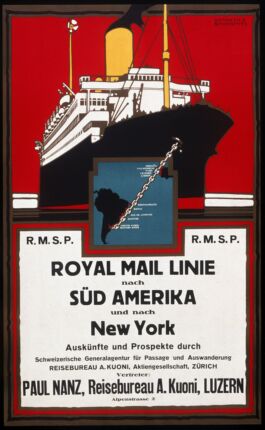 Plakat mit Werbung einer Reiseagentur, um 1930.